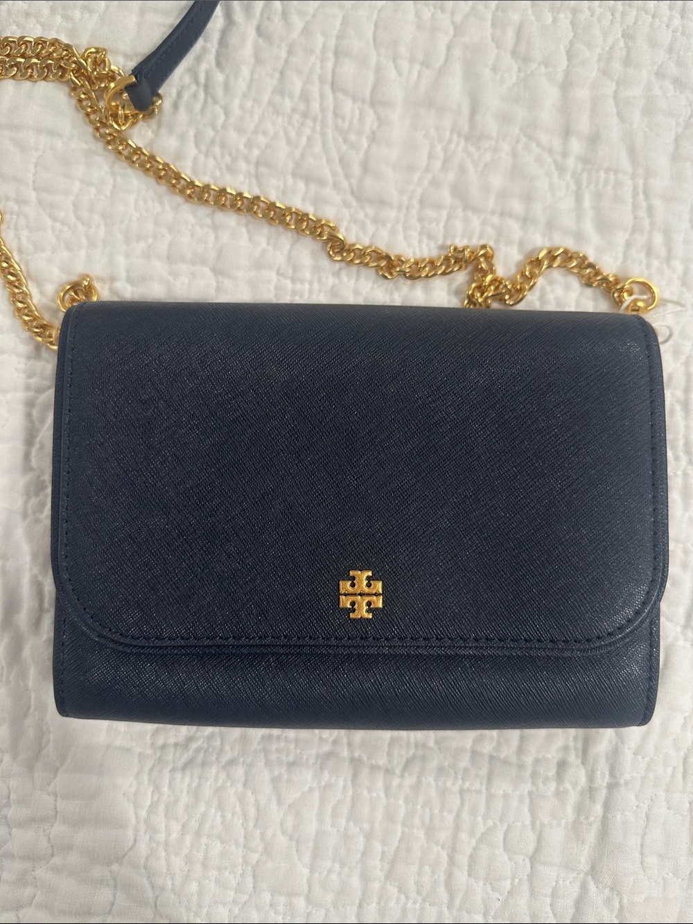 Tory Burch Navy Leather Crossbody with Gold Chain Strap - Picture 6 of 6